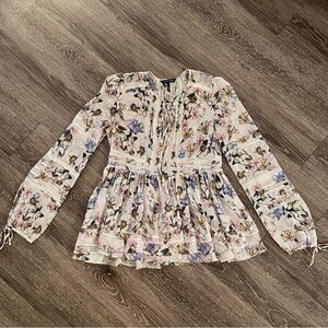 Marissa Webb Bella Print Blouse in Lila Grey